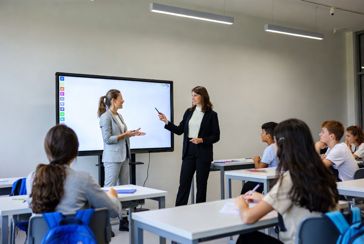 Students learning through TOPPER’S Smart Classrooms & Digital Boards with interactive teaching and digital board visuals