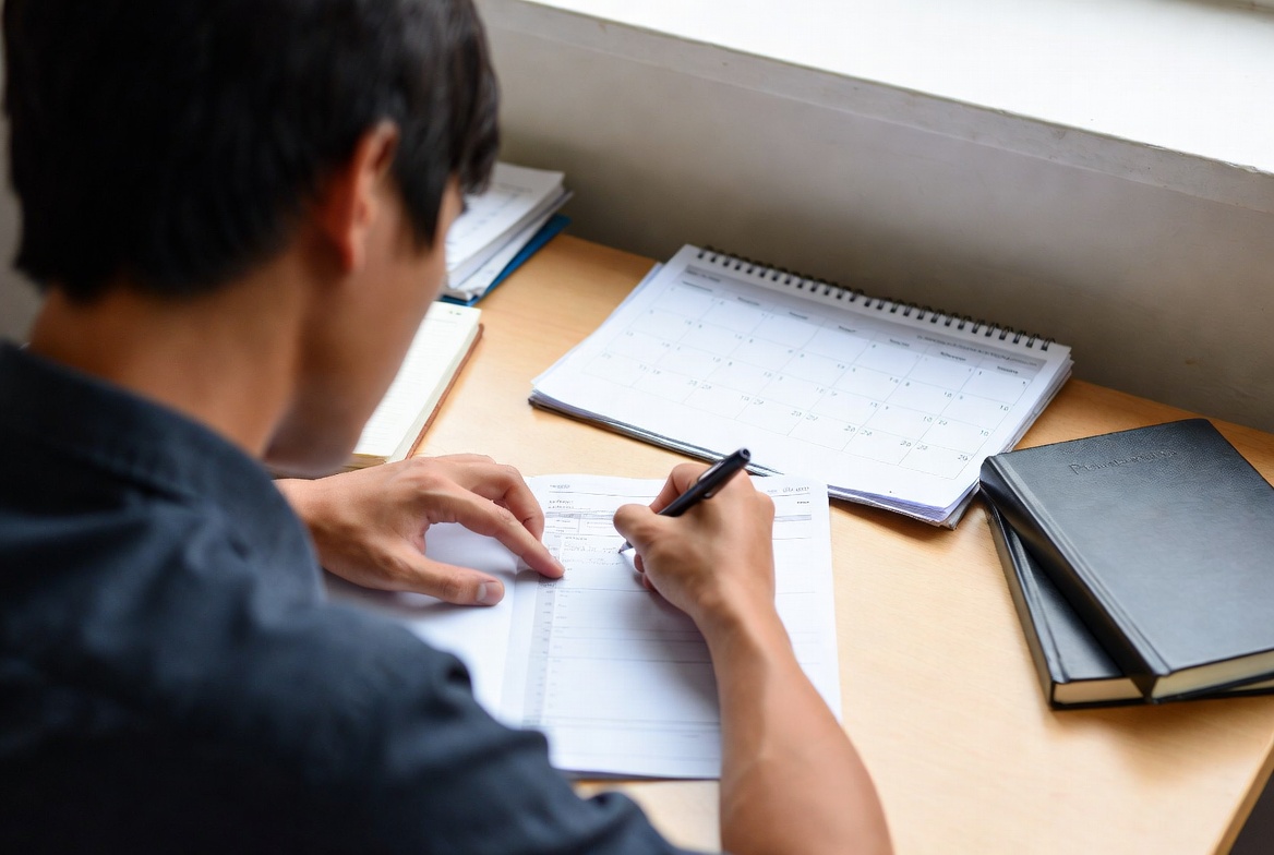 Disciplined student following a structured timetable to crack competitive exams like NEET or JEE.