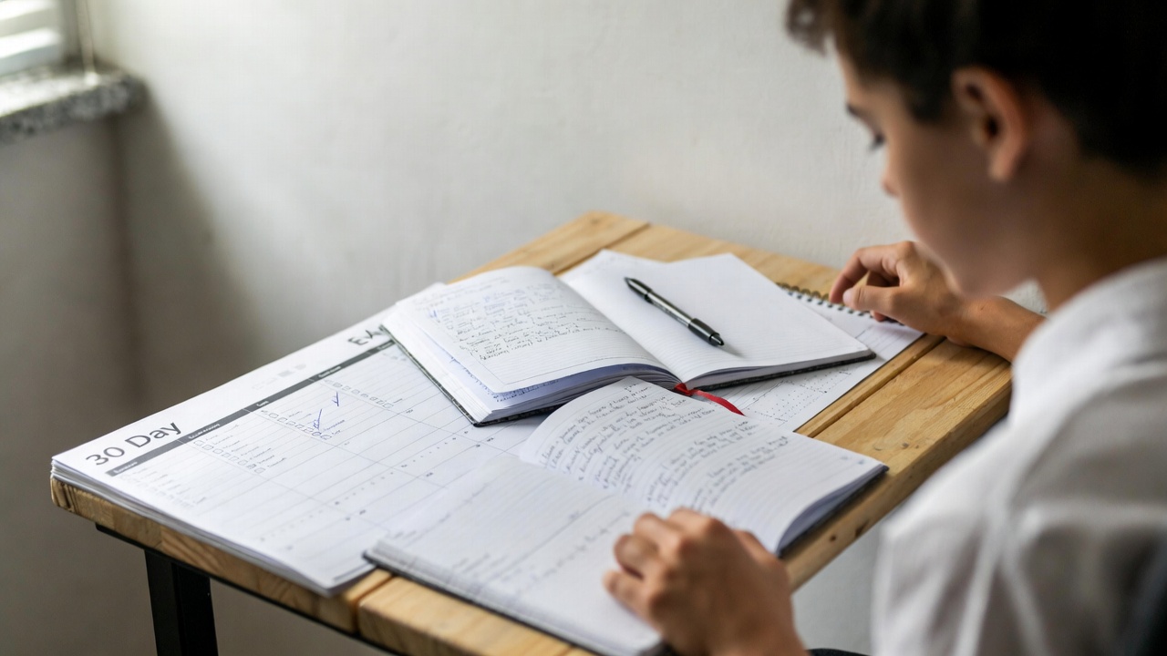 Student following CBSE Boards 2026 last month smart revision strategy with focused timetable and notes